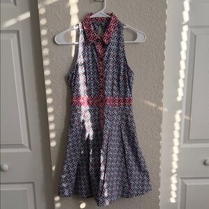 Maeve Dress in Blue, Pink, Brown Pattern